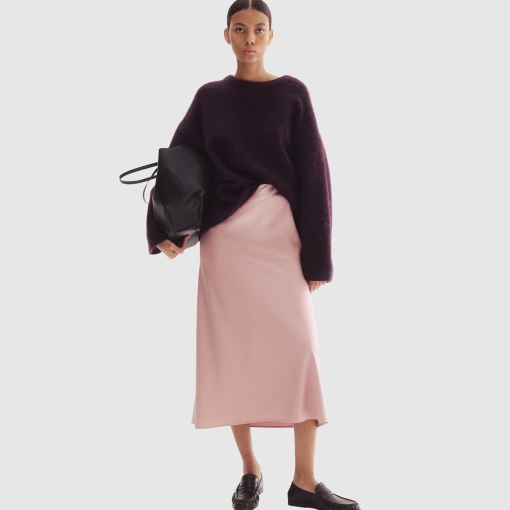 H&M Midi Skirt - Light dusty pink